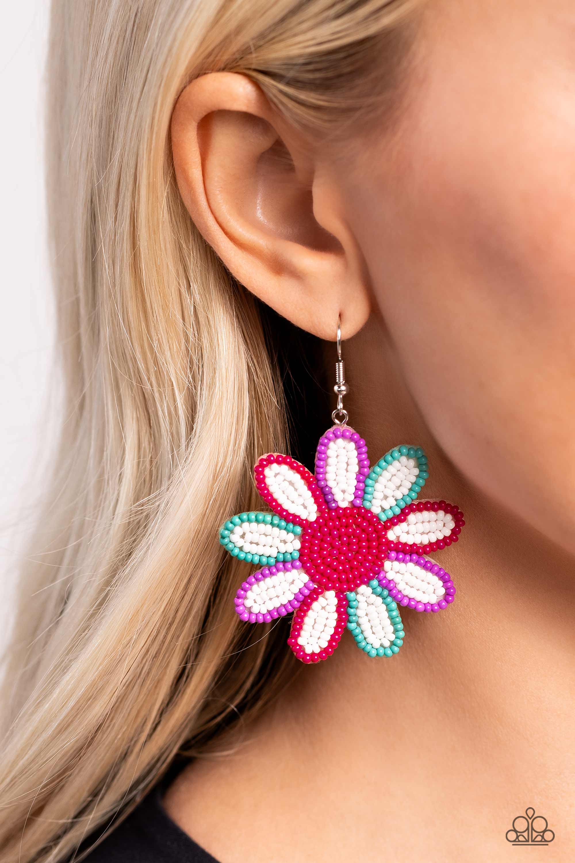 Sensational Seeds White Daisy Post Earring - Paparazzi Accessories