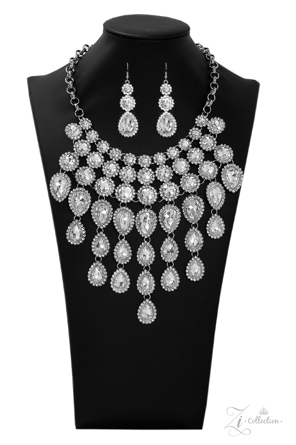 Mesmerize White Rhinestone Zi Necklace - Paparazzi Accessories