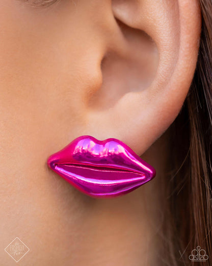 Diva Decoration Pink Lip Post Earring - Paparazzi Accessories