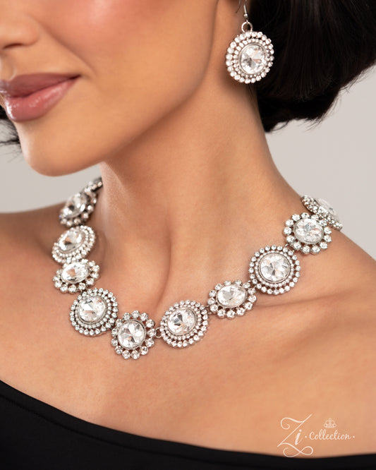 Sincere White Rhinestone 2024 Zi Necklace - Paparazzi Accessories