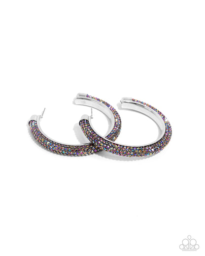 Chiseled Crescendo Multi Oil Spill Hoop Earring - Paparazzi Accessories