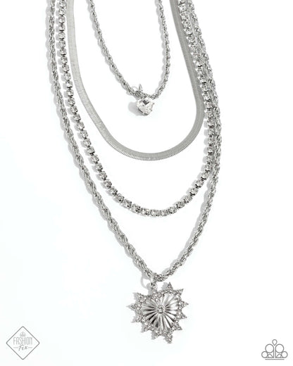 Excessive Embellishment White Rhinestone Necklace - Paparazzi Accessories