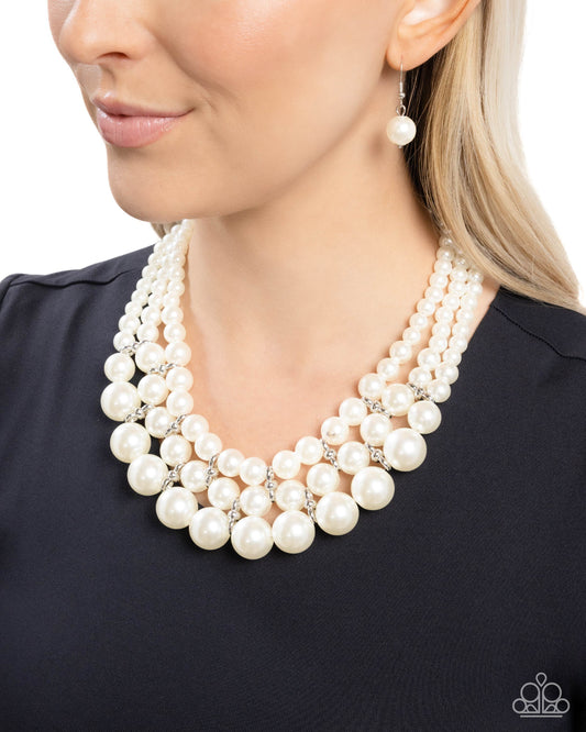 Glossy Gala White Pearl Necklace - Paparazzi Accessories