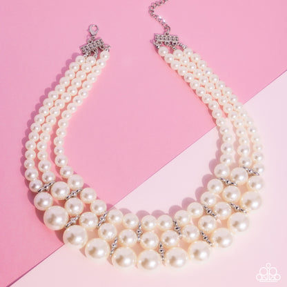 Glossy Gala White Pearl Necklace - Paparazzi Accessories