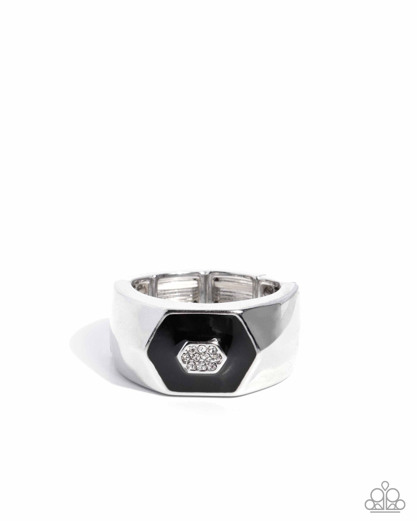 Hexagonal Headliner Black Mens Ring - Paparazzi Accessories