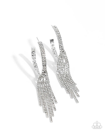 Jaw-Dropping Jubilee White Rhinestone Hoop Earring - Paparazzi Accessories