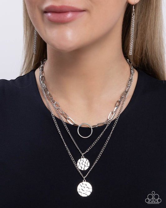 Hammered Halo Silver Necklace - Paparazzi Accessories