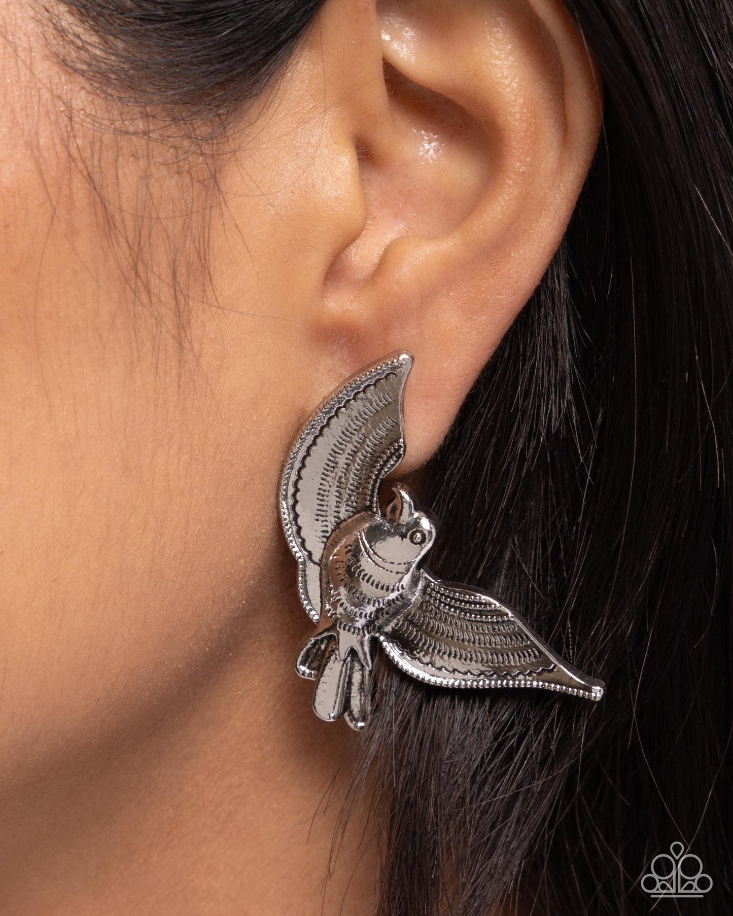 Bird of PLAY Silver Post Earring - Paparazzi Accessories