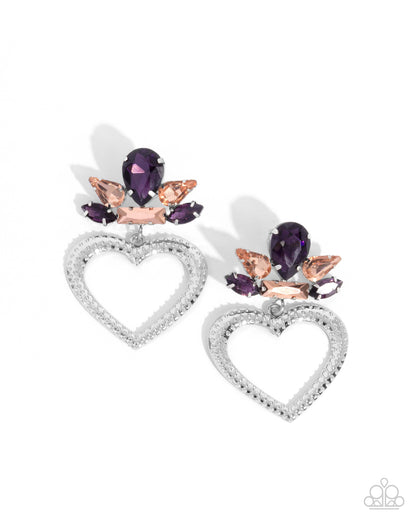 Pushing Perfection Purple Heart Post Earring - Paparazzi Accessories