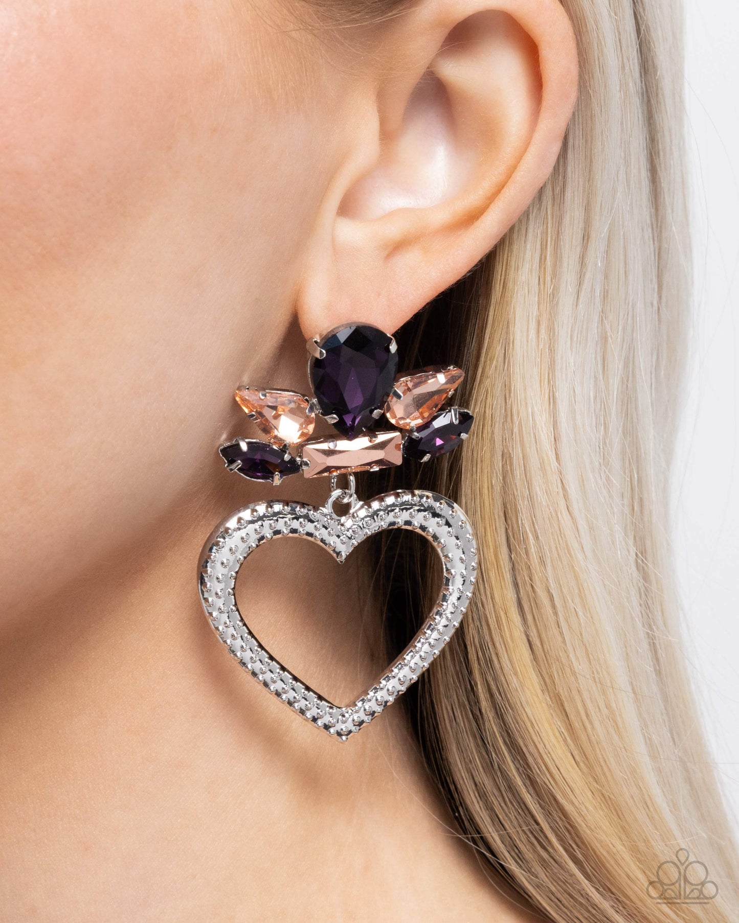 Pushing Perfection Purple Heart Post Earring - Paparazzi Accessories