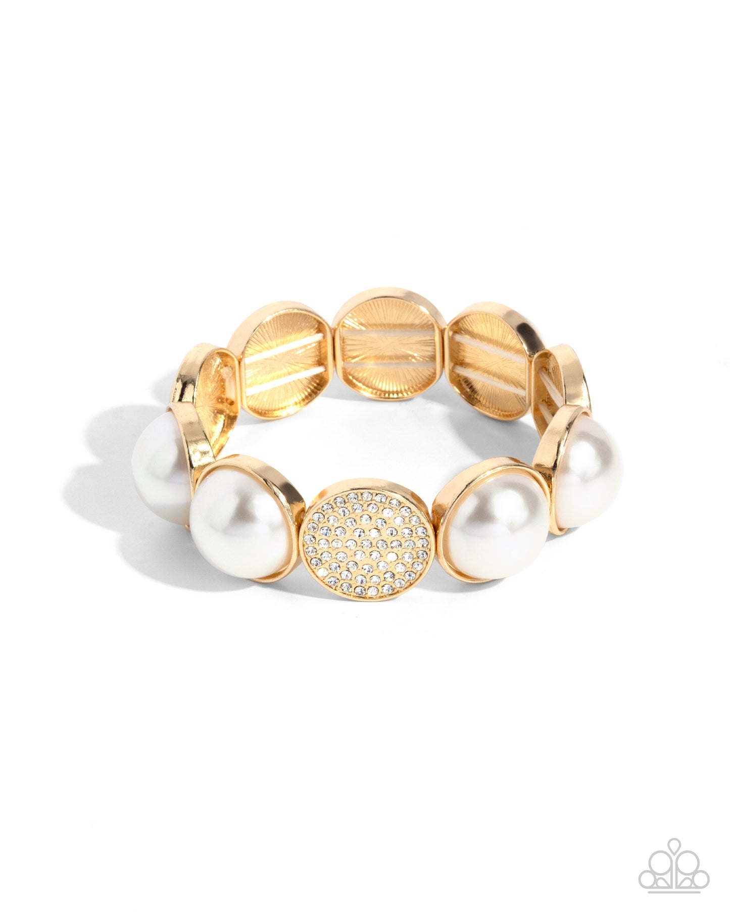 Believable Bling Gold Pearl Stretch Bracelet - Paparazzi Accessories