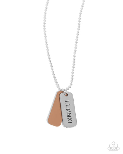 Roman Retrograde Brown Unisex Necklace - Paparazzi Accessories