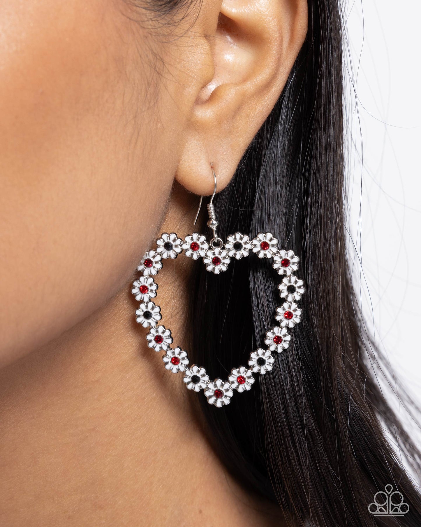 Beautiful Take White Heart Earring - Paparazzi Accessories