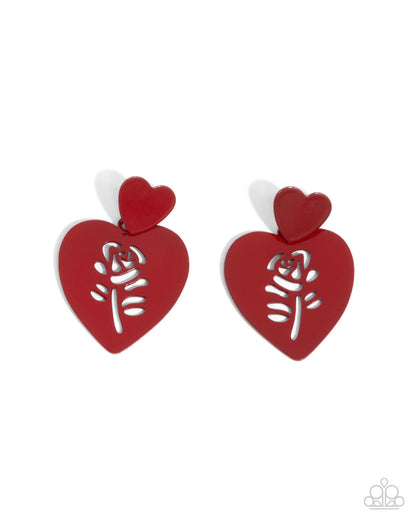 Showstopping Silhouette Red Heart Post Earring - Paparazzi Accessories