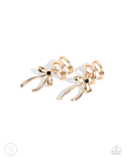 Ballet Lacing Gold Bow Ear Cuff - Paparazzi Accessories