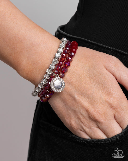 Heroic Haute Red Stretch Bracelet - Paparazzi Accessories