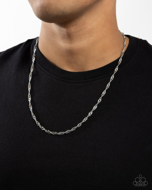 Chain Confrontation Silver Mens Necklace - Paparazzi Accessories