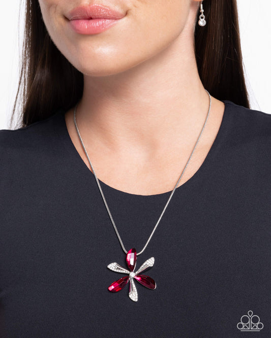 Potent Pattern Pink Flower Necklace - Paparazzi Accessories