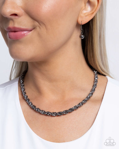 Edgy Etching Black Necklace - Paparazzi Accessories