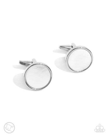 Circular Career White Cuff Links - Paparazzi Accessories