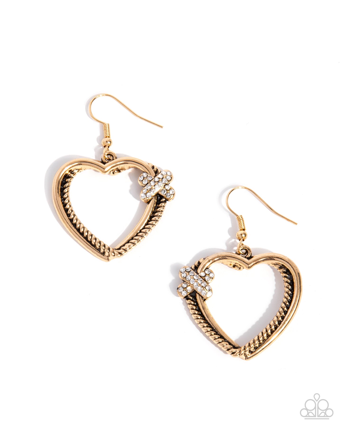 Crisscross Courtship Gold Heart Earring - Paparazzi Accessories