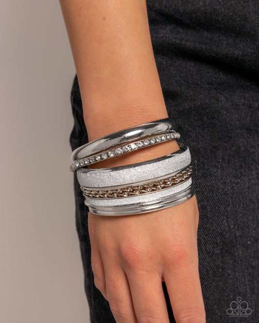 Smoldering Stack Silver Bangle Bracelet - Paparazzi Accessories