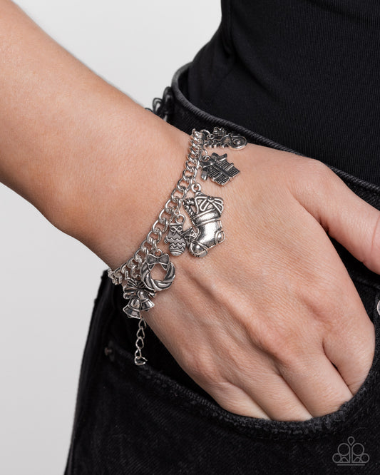 Christmas Classics Silver Charm Clasp Bracelet - Paparazzi Accessories