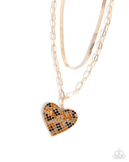 Cheetah Class Brown Heart Necklace - Paparazzi Accesories