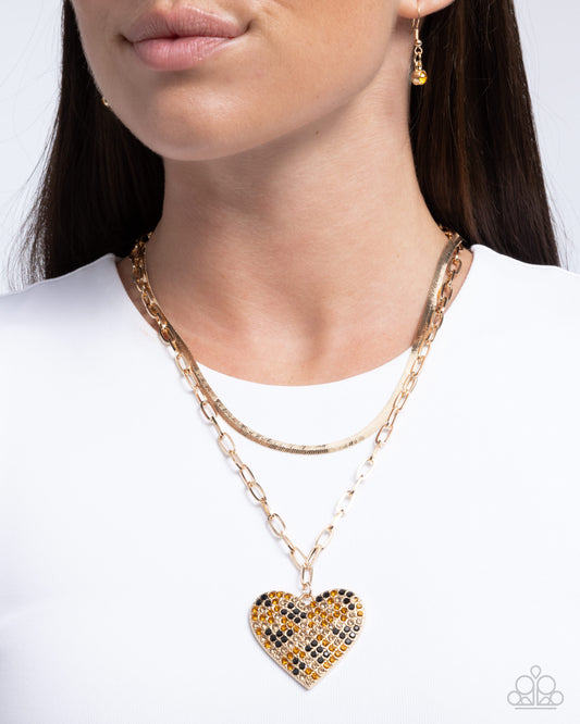 Cheetah Class Brown Heart Necklace - Paparazzi Accesories