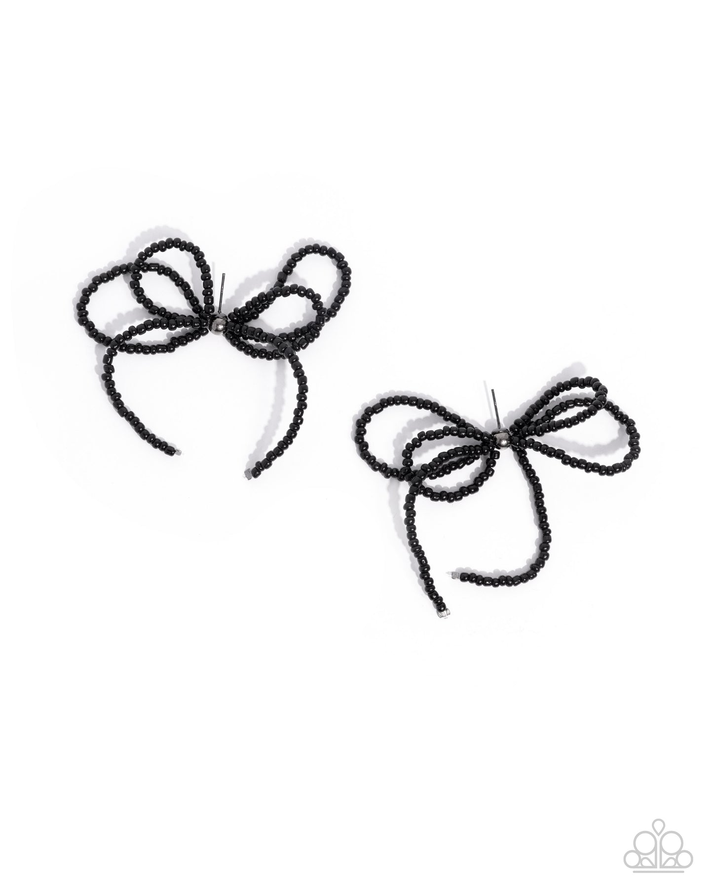 Sophisticated Sprinkle Black Bow Post Earring - Paparazzi Accessories