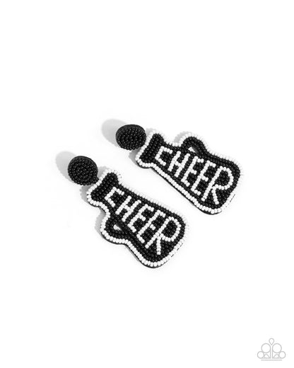 Cheer Captain Black Seed Bead Post Earring - Paparazzi Accessories