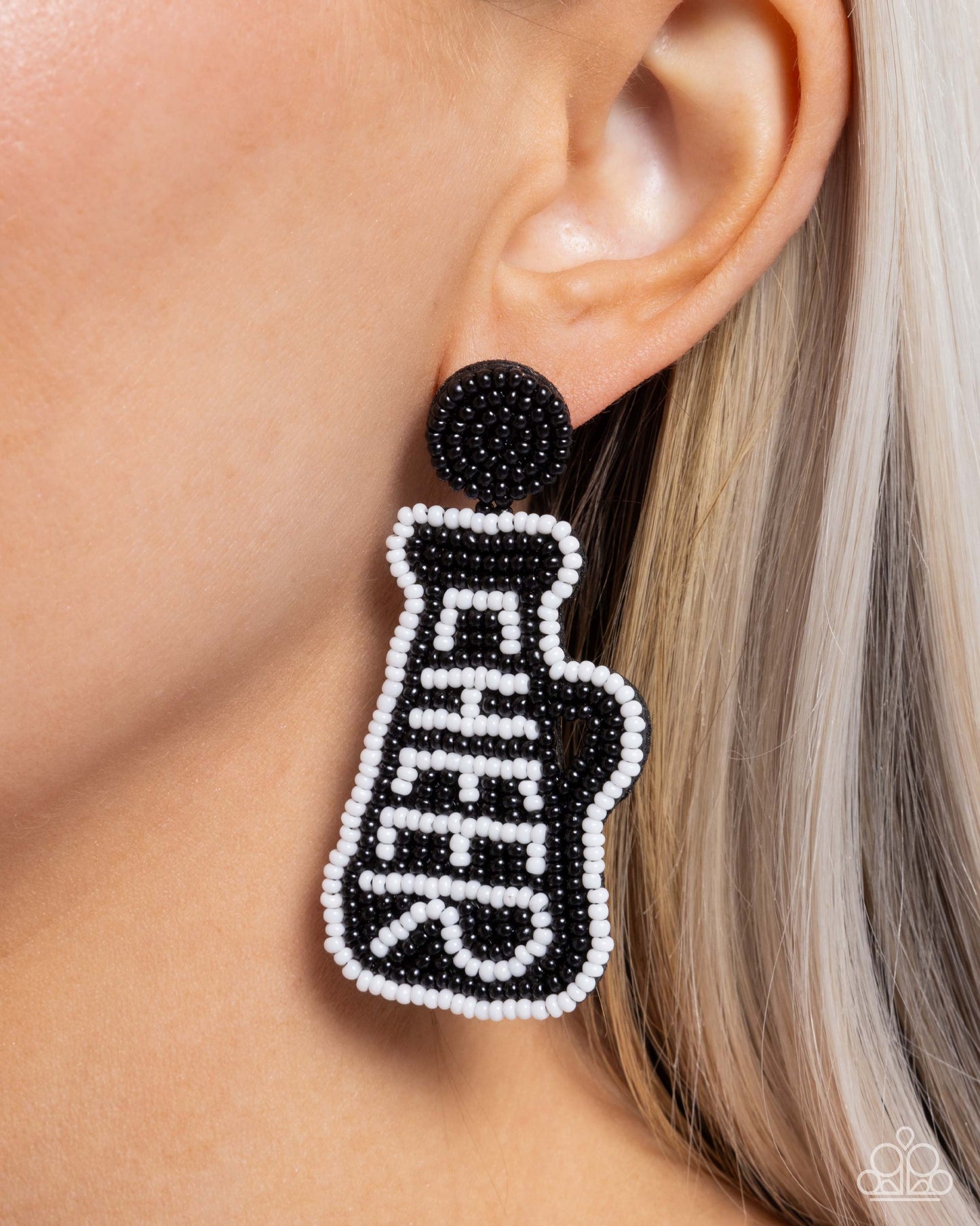 Cheer Captain Black Seed Bead Post Earring - Paparazzi Accessories