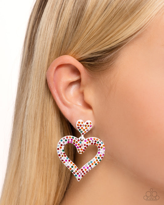 Dazzling Deed Multi Heart Post Earring - Paparazzi Accessories