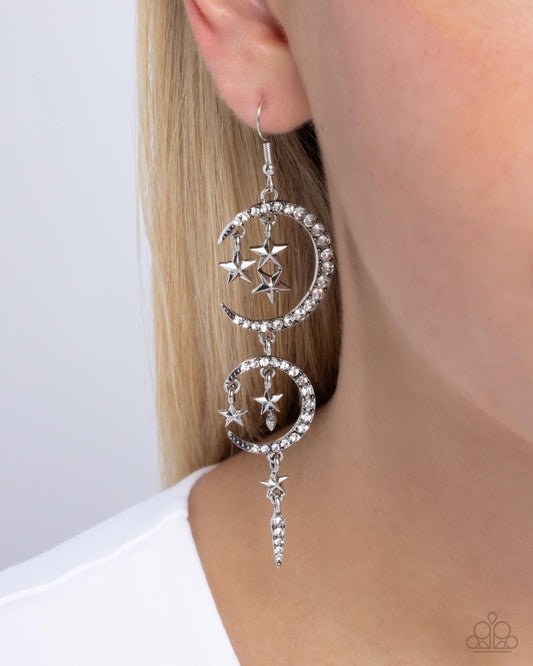 Celestial Cascade White Earring - Paparazzi Accessories