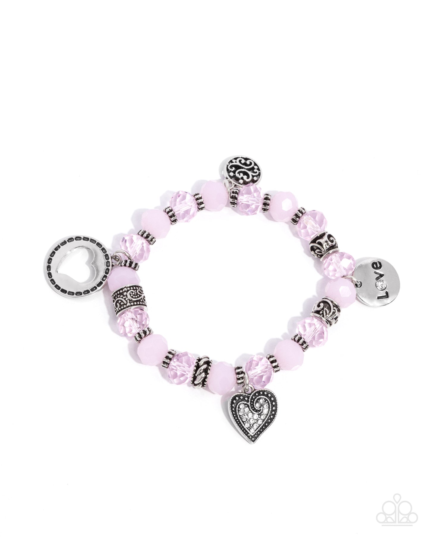 Filigree Finesse Pink Charm Stretch Bracelet - Paparazzi Accessories