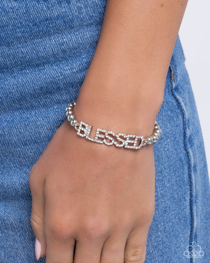 Blessed Bounty White Stretch Bracelet - Paparazzi Accessories