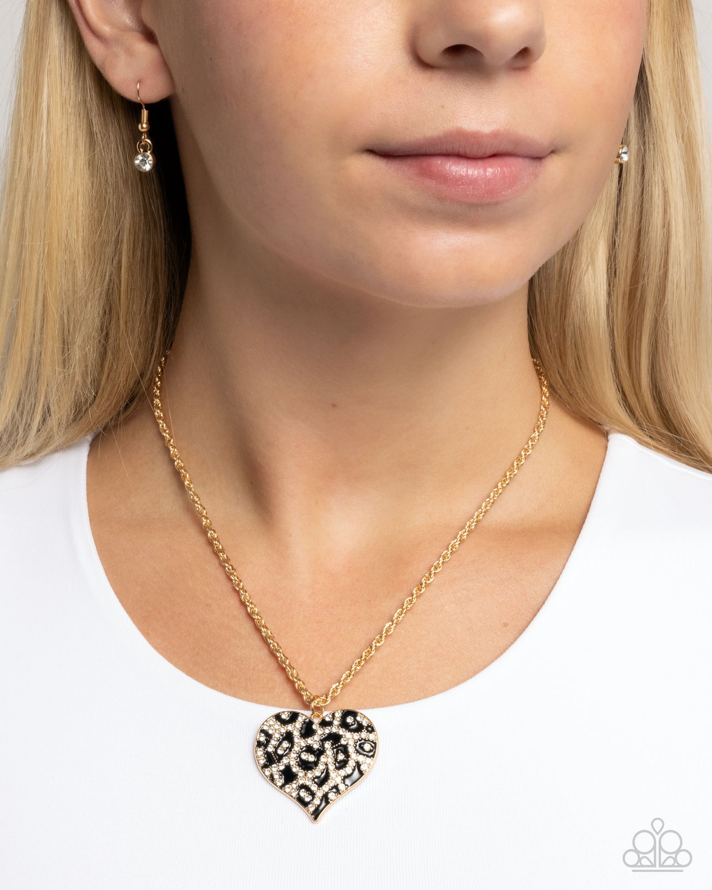 Cheetah Compound Gold Heart Necklace - Paparazzi Accessories