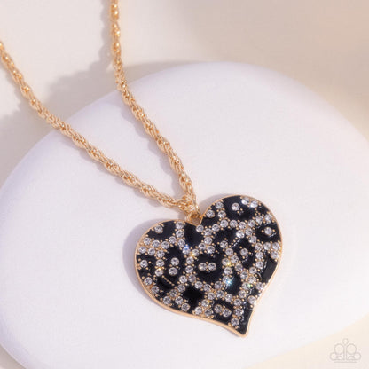 Cheetah Compound Gold Heart Necklace - Paparazzi Accessories