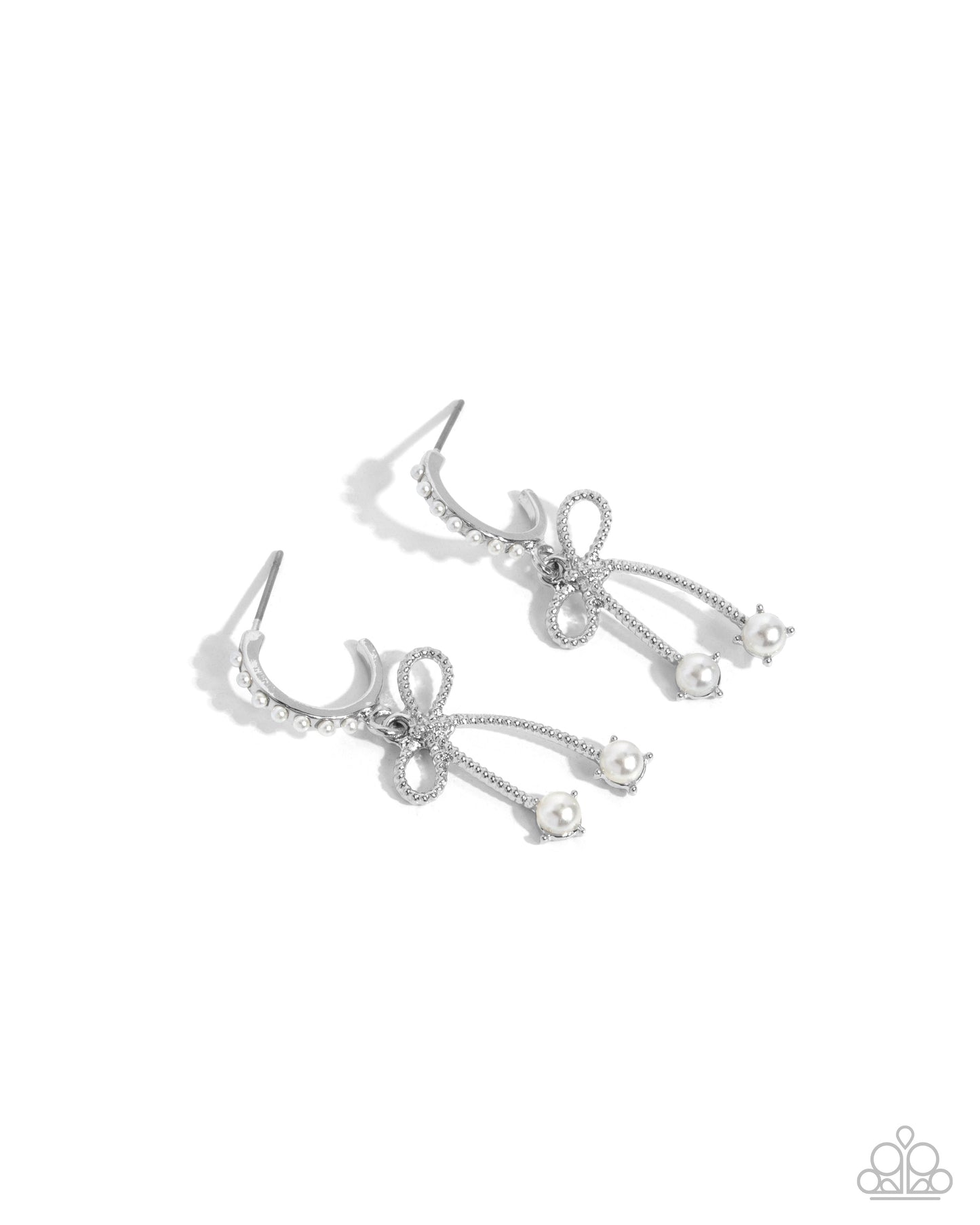 Charming Coquette White Hoop Earring - Paparazzi Accessories