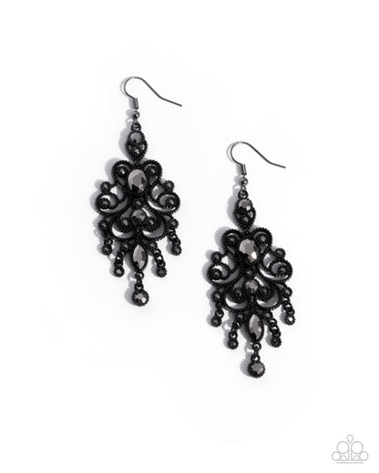 Chandelier Celebration Black Earring - Paparazzi Accessories