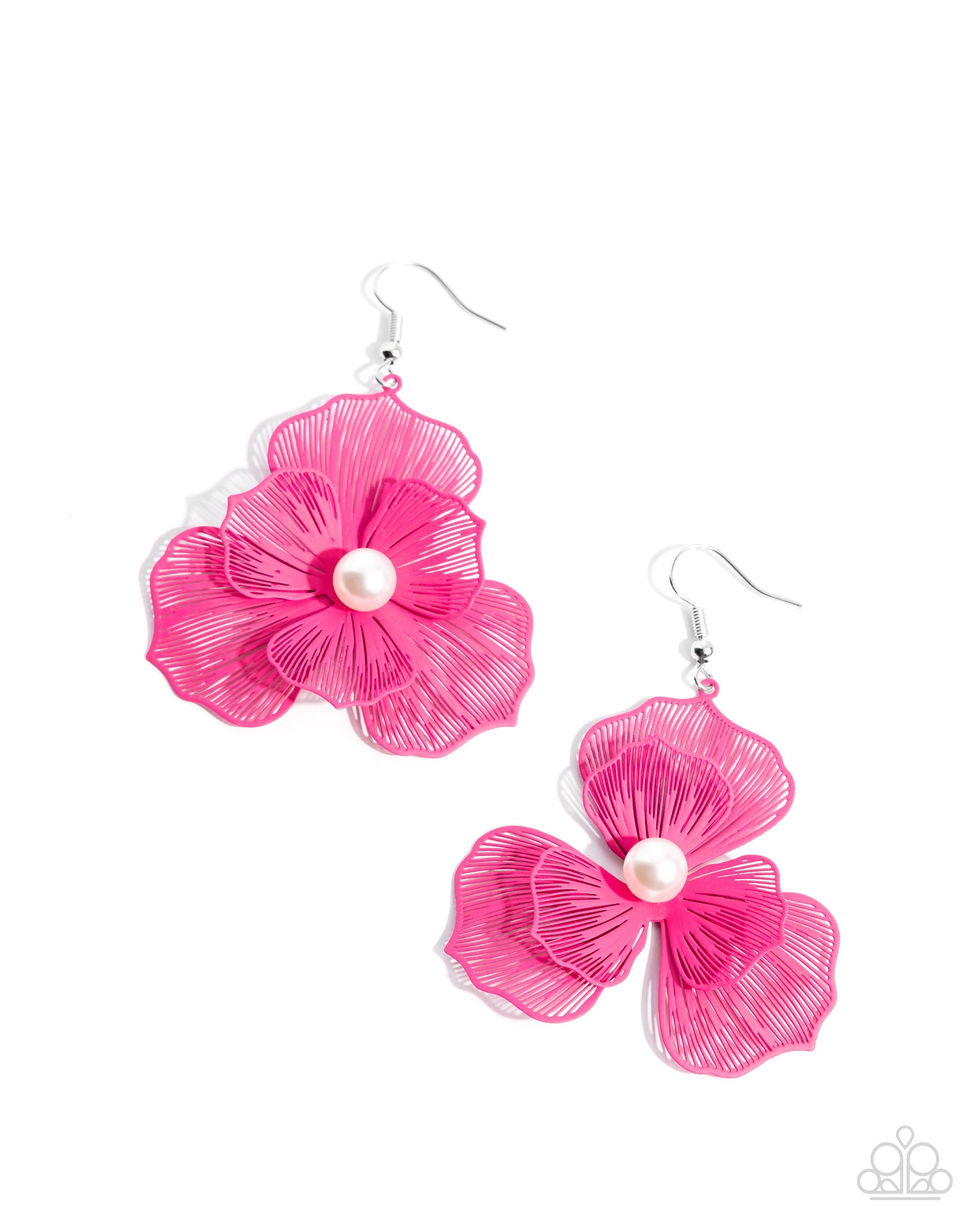 PETAL the Score Pink Flower Earring - Paparazzi Accessories