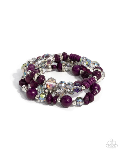 Complimentary Chic Purple Stretch Bracelet - Paparazzi Accessories