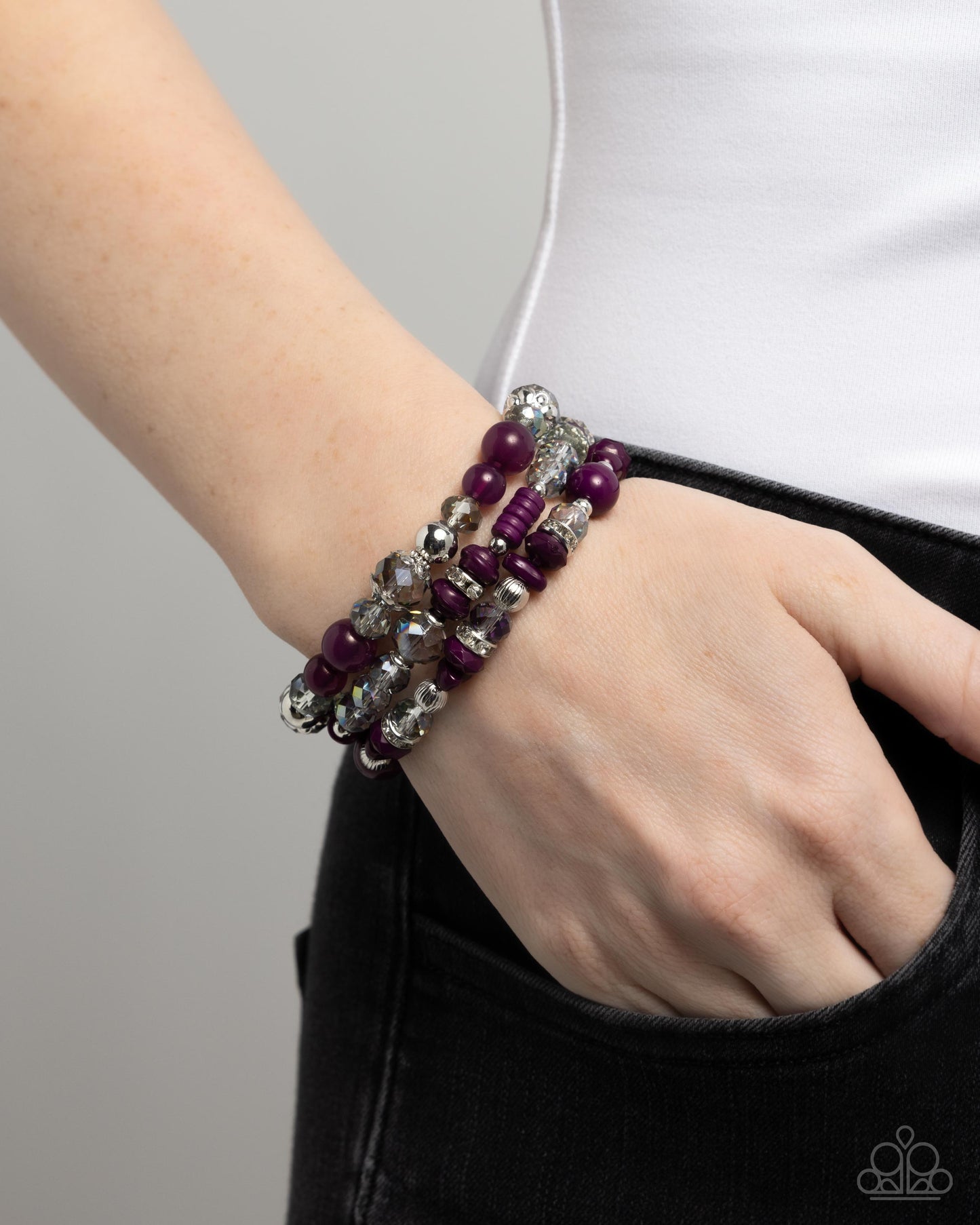 Complimentary Chic Purple Stretch Bracelet - Paparazzi Accessories