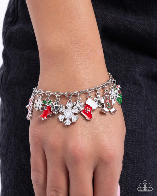 Christmas Cascade Multi Charm Clasp Bracelet - Paparazzi Accessories