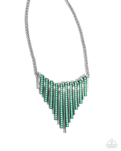 Fashionable Fringe Green Complete Look Necklace and Bracelet Set - Paparazzi Accessories