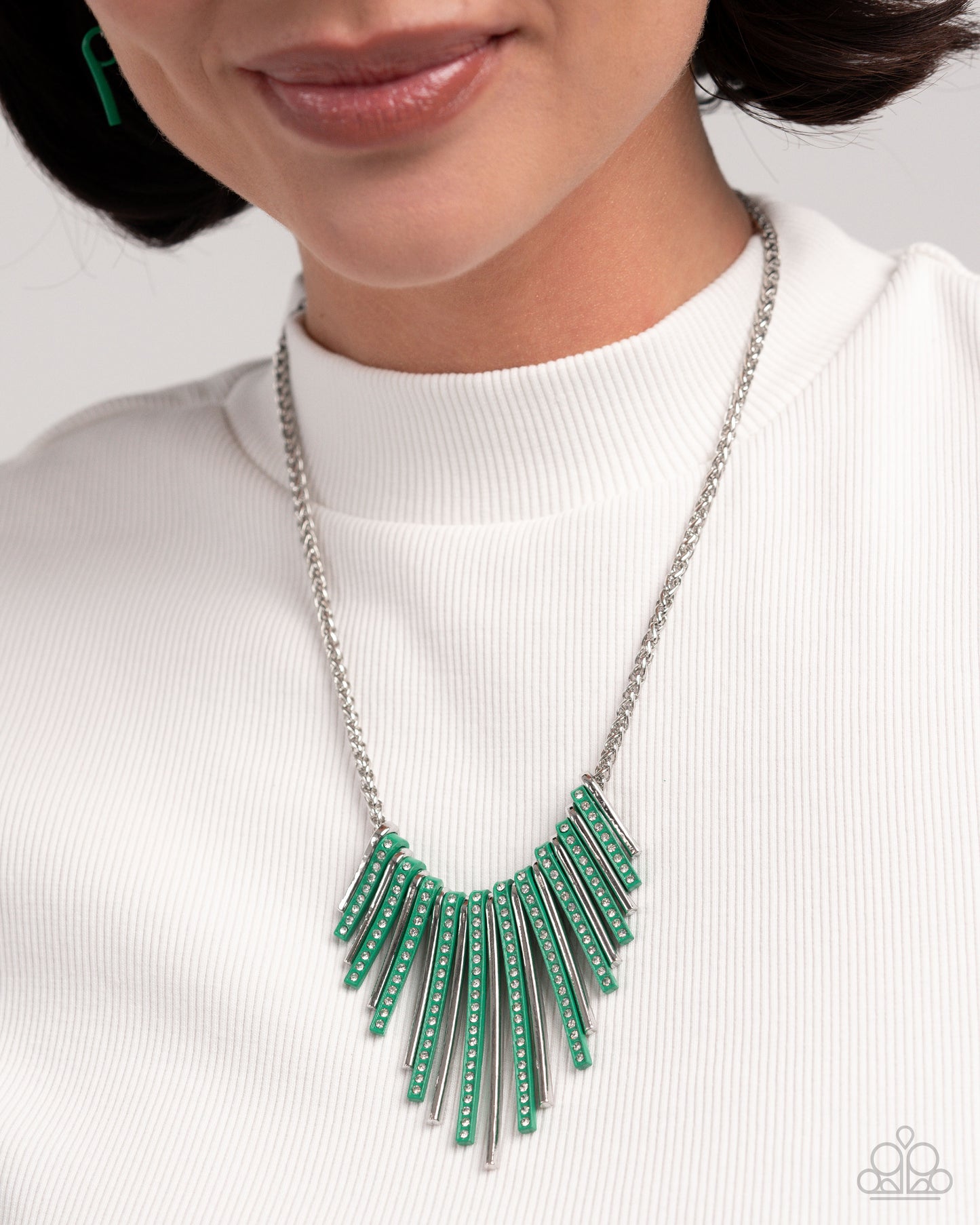 Fashionable Fringe Green Complete Look Necklace and Bracelet Set - Paparazzi Accessories