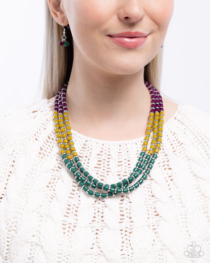 Trendy Trio Green Complete Look Necklace & Bracelet Set - Paparazzi Accessories