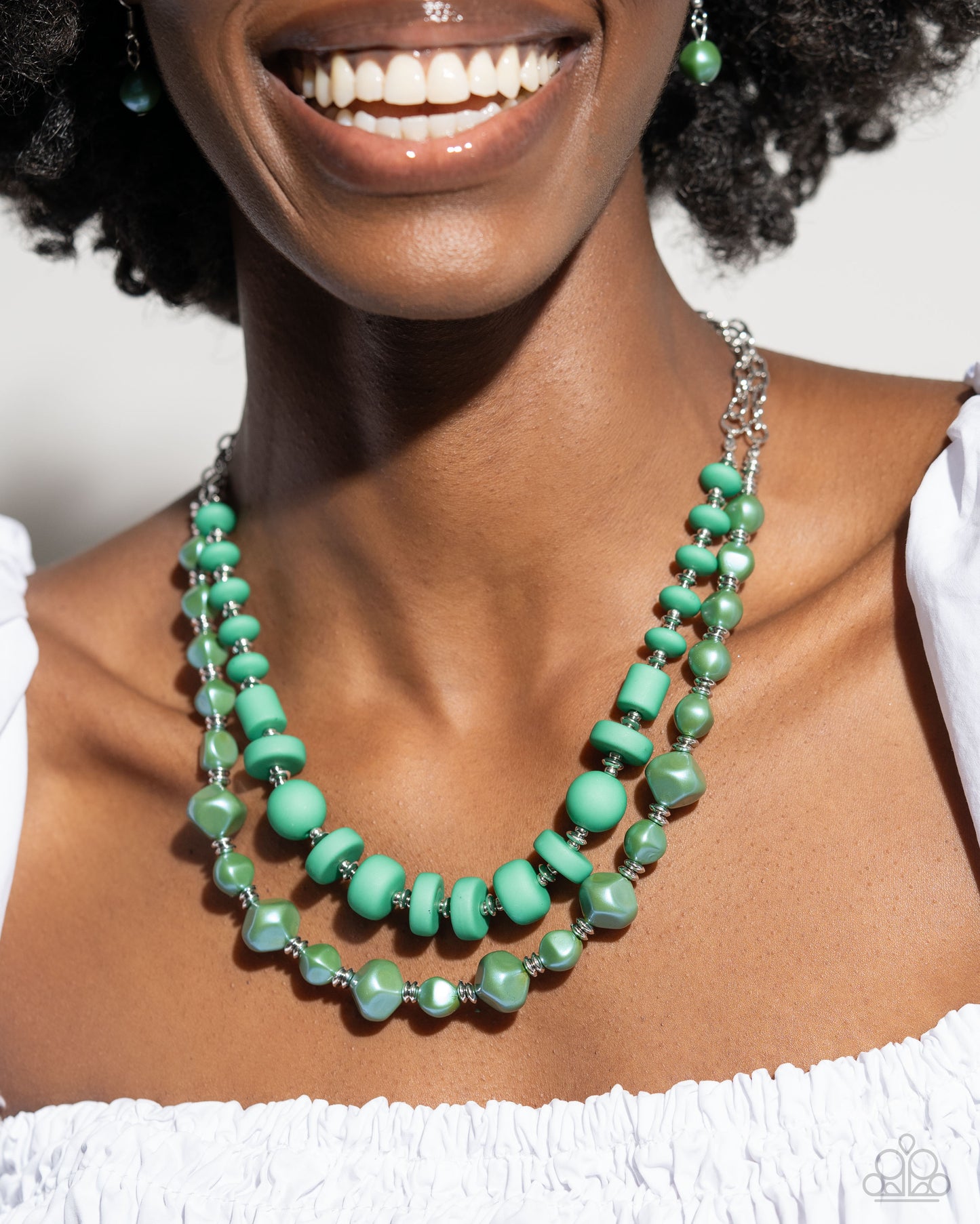 Shape Shifting Sense Green Complete Look Necklace and Bracelet Set - Paparazzi Accessories