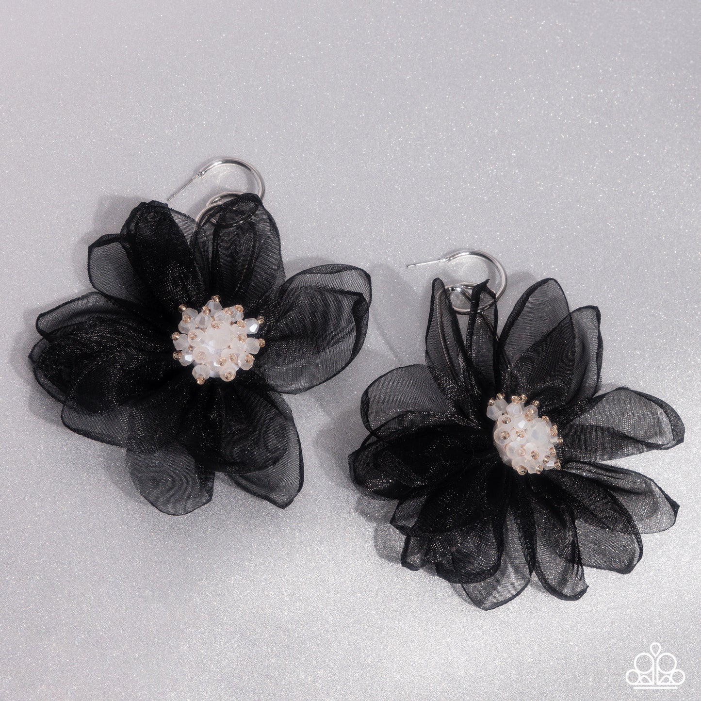 Cosmopolitan Chiffon Black Flower Earring - Paparazzi Accessories