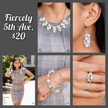 Fiercely 5th Avenue White Pearl Complete Trend Blend Fashion Fix Set (October 2021) - Paparazzi Accessories